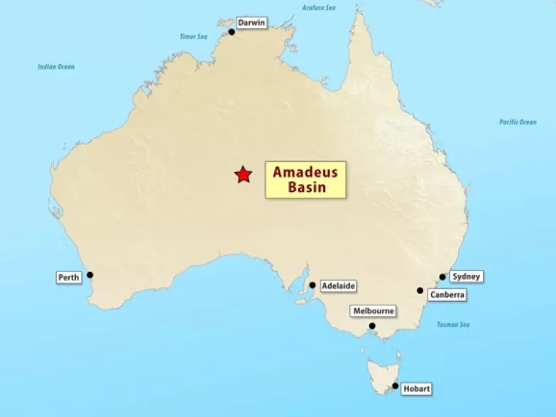 Map of Australia showing Amadeus Basin